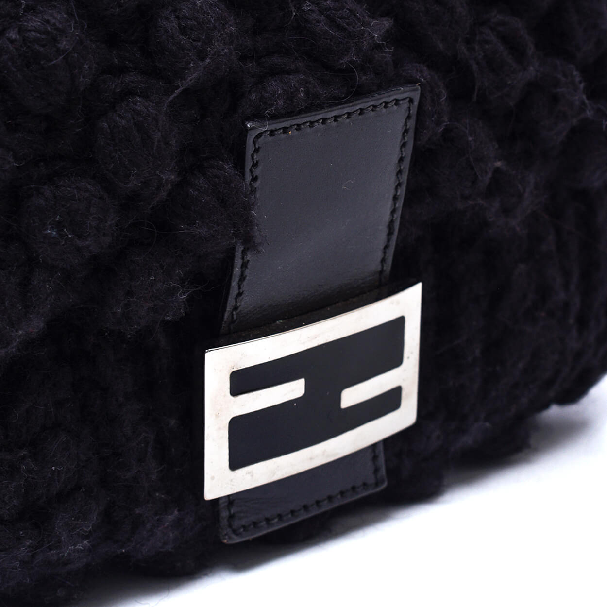 Fendi - Black Wool Mamma Baguette Bag 